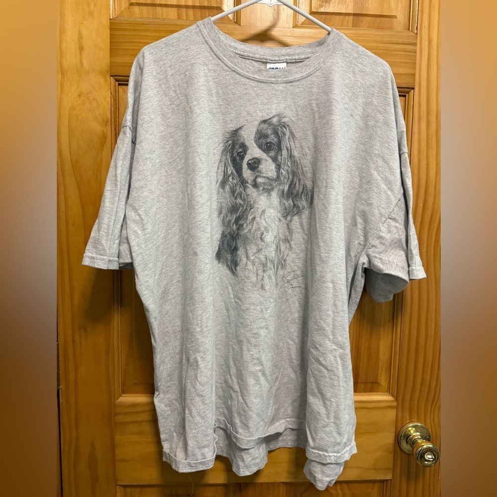 Gildan Gray cavalierโking spaniel Dog Graphic T-Shirt size 3X